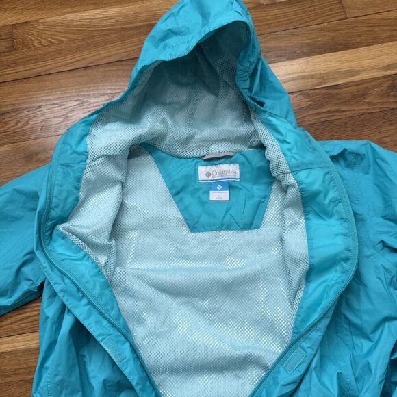 Columbia Windbreaker Jacket Teal Youth Omni Tech Waterproof Mesh Lining Size L - Picture 4 of 7